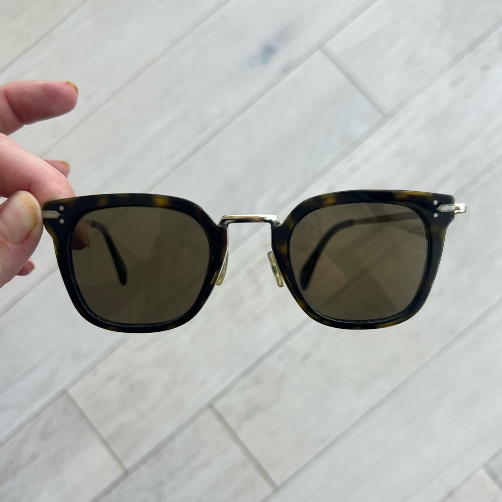 Celine Tortoiseshell Square Sunglasses with Gold Bridge